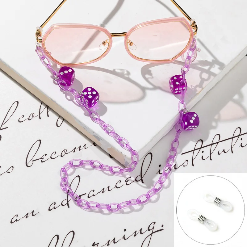 新しいトレンドのダイスカラフルアクリルグラスチェーン、女性用 - Sunglass Retainer Cord のレビューと価格