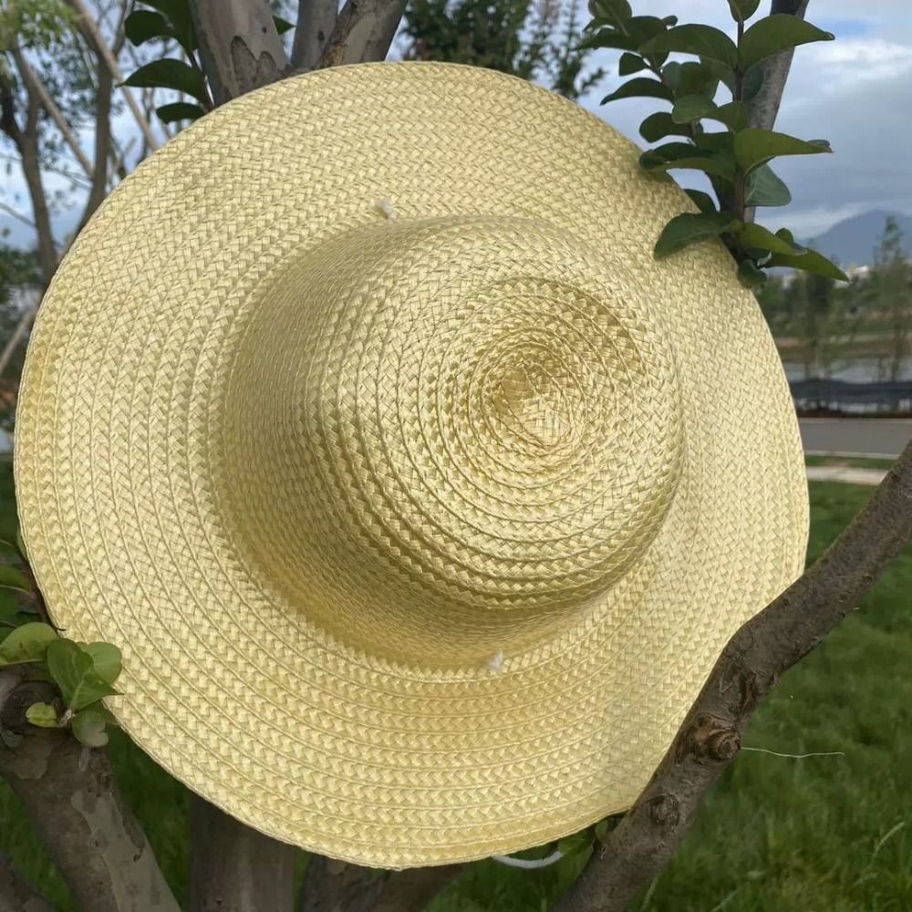 夏用つば広麦わら帽子 風よけロープ付き UVカット ビーチ/ - Bucket Hat Straw のレビューと価格