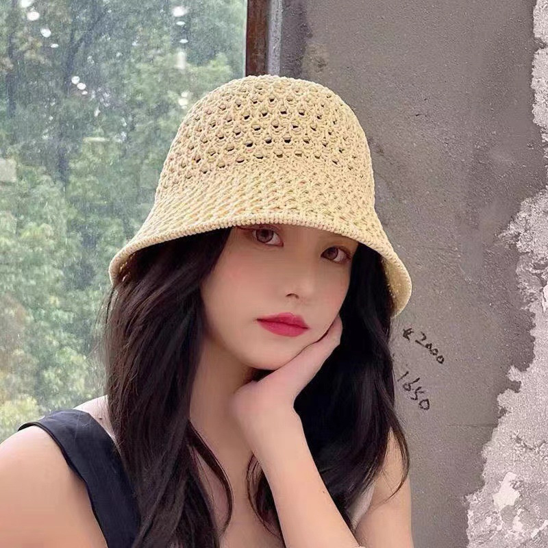 新しい女の子用サンハット、つば広フロッピーサマーハット、女性 - Bucket Hat Straw のレビューと価格