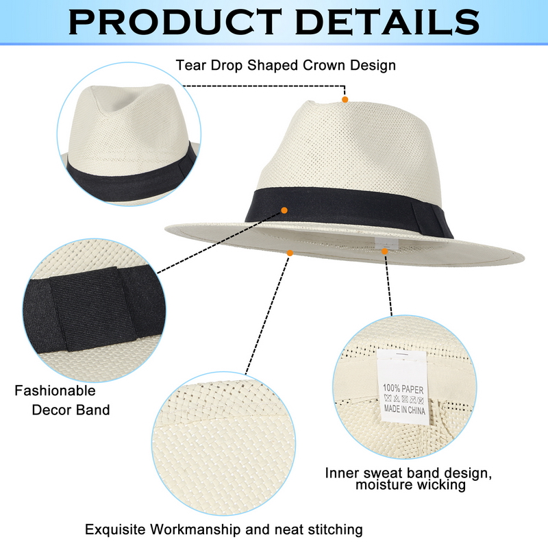 夏用ストローパナマハット 女性男性用 広いつばのアウトドアU - Bucket Hat Straw のレビューと価格