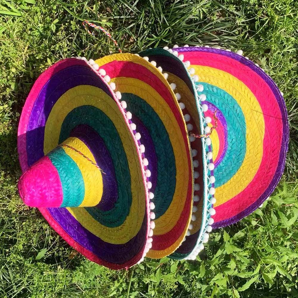 つばの広いメキシコ風パーティーハット、天然素材の麦わら帽子、 - Bucket Hat Straw のレビューと価格