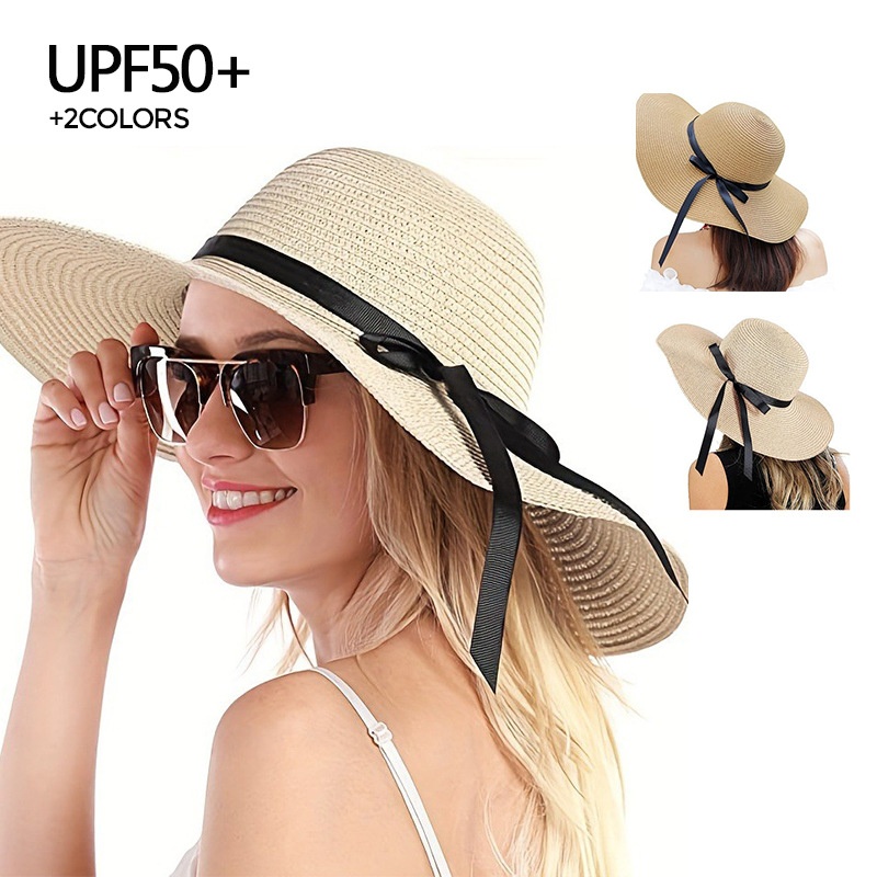 パナマシンプルな夏のビーチハットカジュアル女性フラットつばち - Bucket Hat Straw のレビューと価格